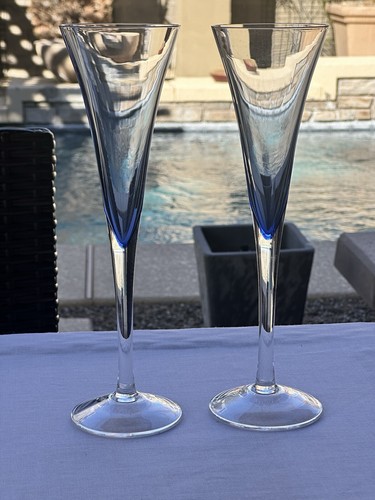 Flûtes à champagne Krosno Crate & Barrel Rhapsody cristal bleu 10" - Lot de 2