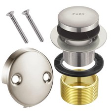 All Brass Tip Toe Tub Drain Stopper, Bathtub Drain Kit with Two-Hole Overflow...