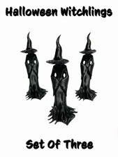 The Faceless Witchlings  - 3D Printed Figures Set Of Three - Halloween - Black