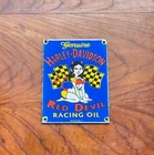 Harley Red Devil Motor Racing Oil Enamel Porcelain Vintage Sign Gas 5.5x4 USADDP