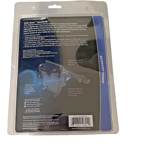 USA Gear Pro TabGrab Universal Vehicle Headrest Mount for Multimedia Tablets-NEW - 第 3/4 張圖片
