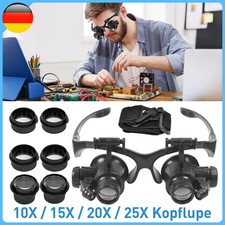 Brillenlupe Lupenbrille Kopflupe Juwelier Uhrmacher LED Lupe 10X 15X 20X 25X DE