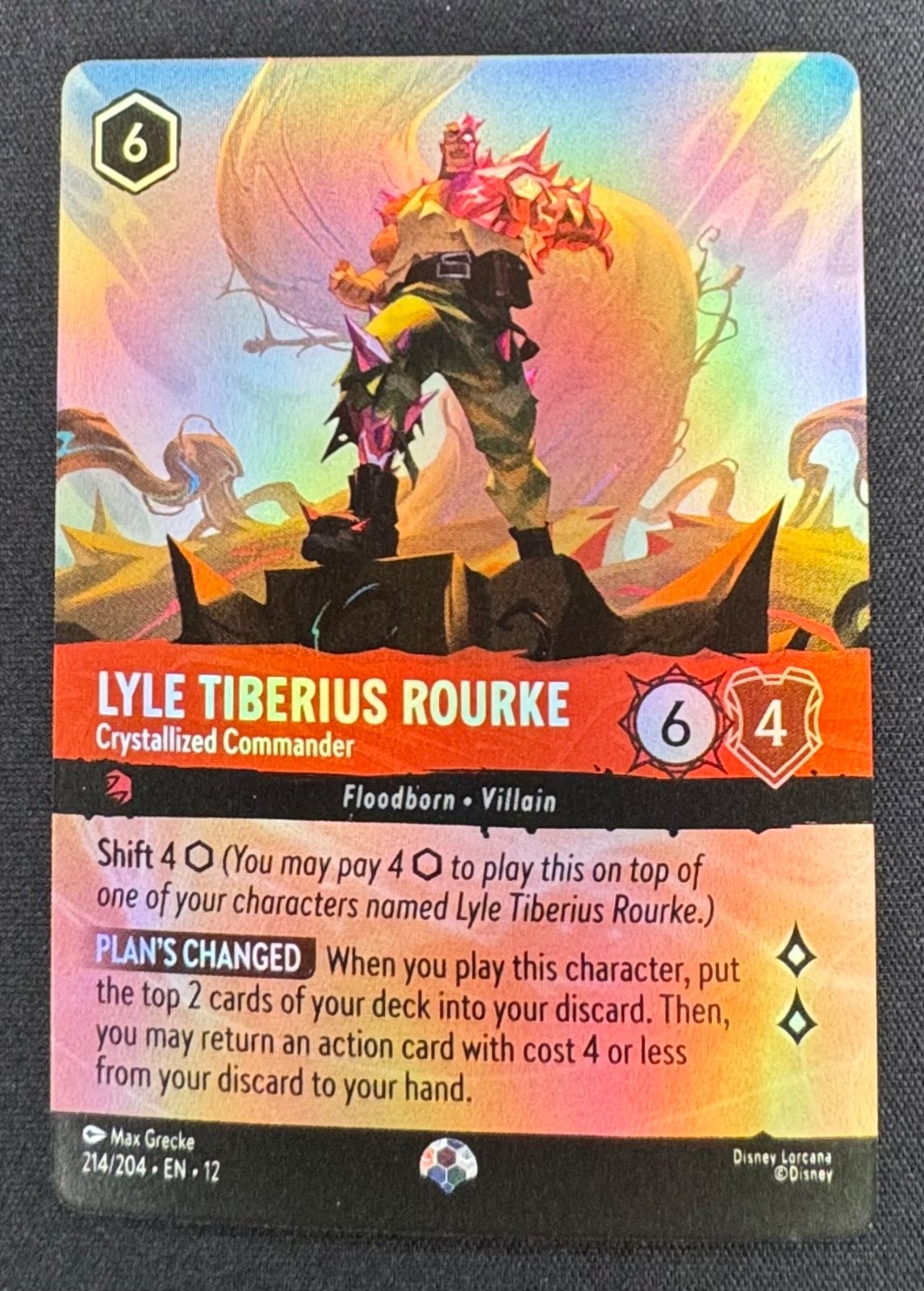 Lorcana Lyle Tiberius Rourke Crystallized Commander Epic 214/204 Wilds Unknown