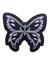Butterfly Embroidered Iron On Jacket Patch - Cute Insect Purple Black 161-H