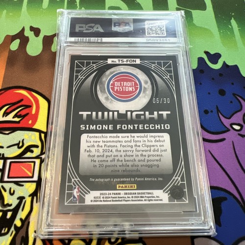 2023-24 Panini Obsidian SIMONE FONTECCHIO Twilight Auto Blue /30 PSA 10 POP 1!!! - Picture 2 of 2