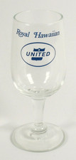VINTAGE UNITED AIRLINES COCKTAIL WINE GLASS "ROYAL HAWAIIAN" BEVERAGE CORDIAL 4"