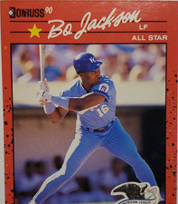 2 Donruss 1990 Bo Jackson #650 and #61 Kansas City Royals Baseball Error Cards