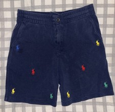 Polo Ralph Lauren Shorts Boys Small Navy Multicolor Pony Logo Cotton Kids stain