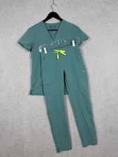 FIGS OGreen Casma Three-Pocket Scrub Top Small  Yola Skinny Pants Size XXS