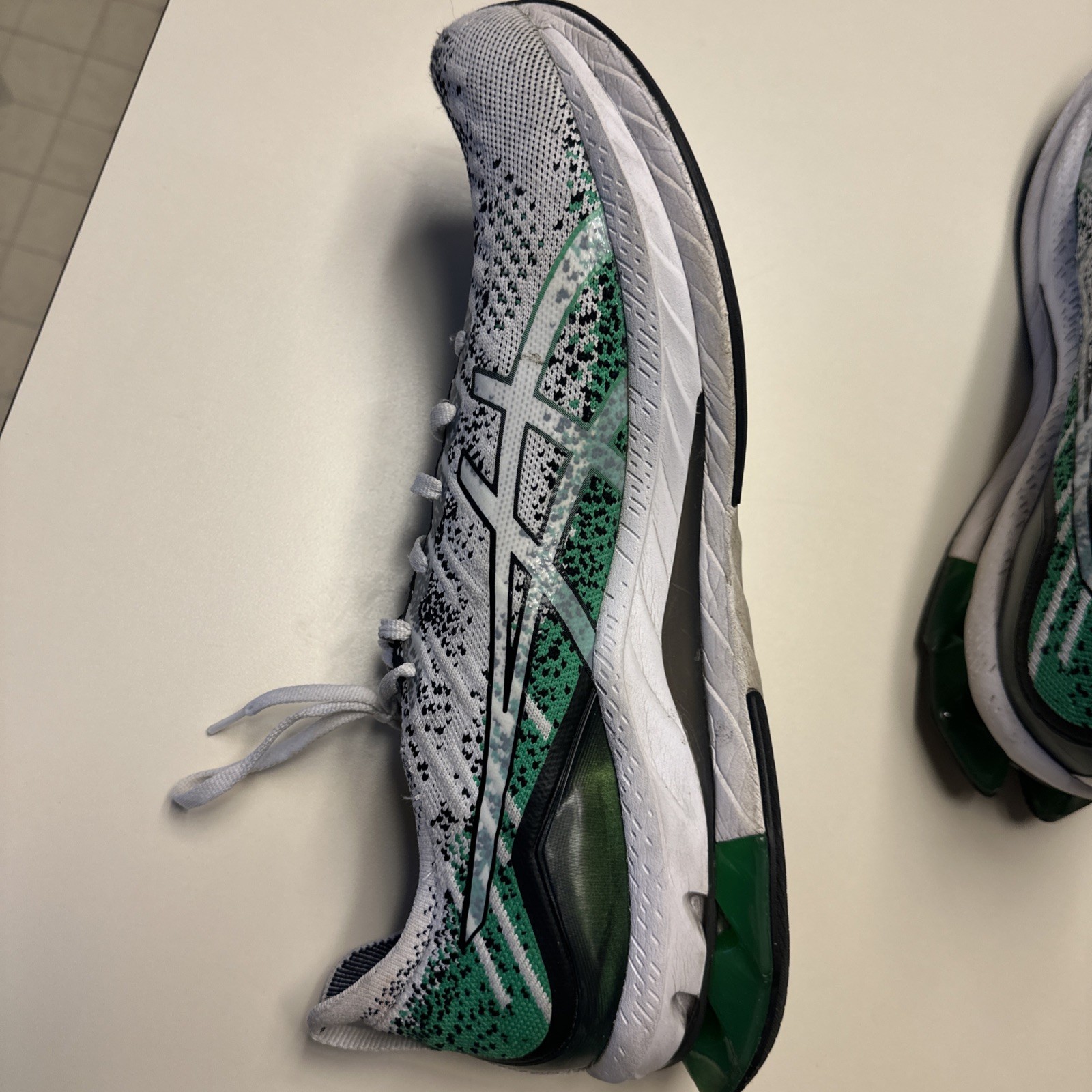 Size 15 - Asics Kinsei Blast White Cilantro Green Gel FF Blast Rare Running image 6
