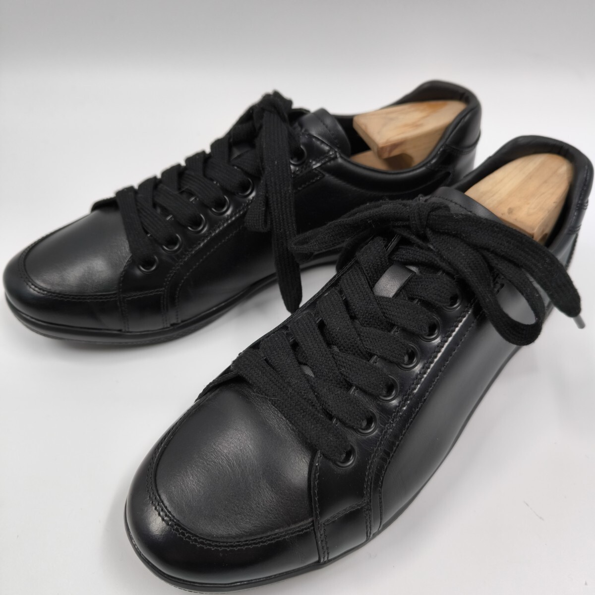 Prada black brushed leather low-top sneakers for men UK7.5 size 26.5cm