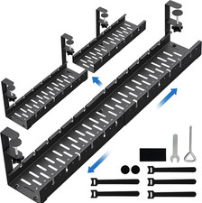 No Drilling Extendable under Desk Cable Management, Metal Cable Management Tray