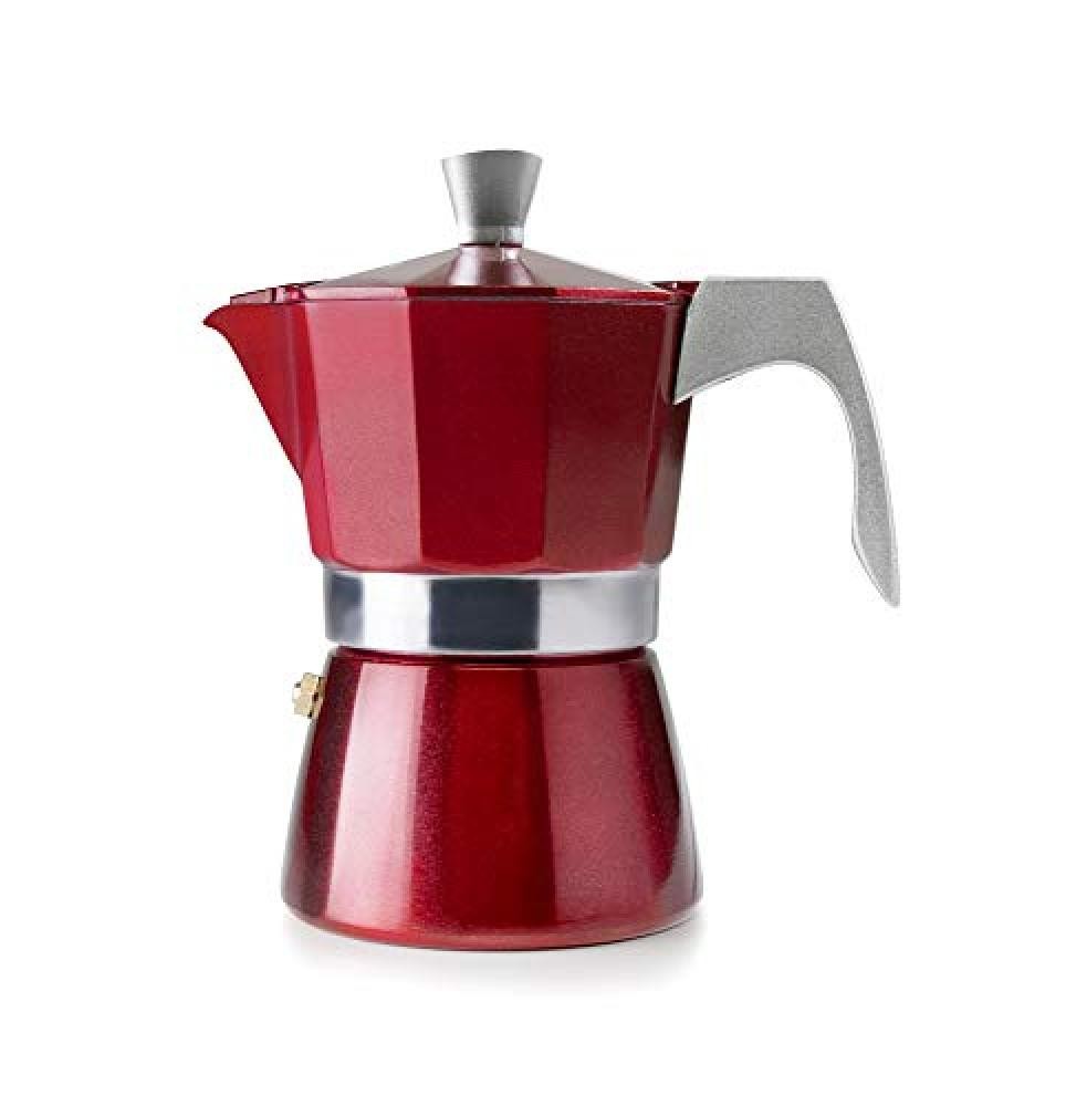 (TG. 11 x 9 x 15 cm) IBILI 623202 Cafetiere Espresso EVVA, Alluminio, Rosso, 11 