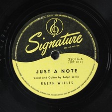 RALPH WILLIS: just a note / church bells SIGNATURE Single 78 RPM