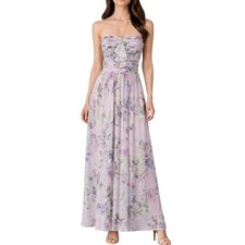Jenny Yoo Halter Maxi Dress Size 6 Lavender Floral Chiffon Feminine Formal Event