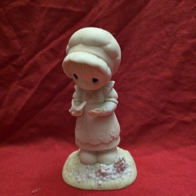 1982 Precious Moments ''We are God's Workmanship'' Girl w/ Butterfly on Hand Fig.