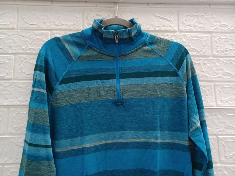 NUEVO Smartwool Mujer Clásico Térmico 1/4 Cremallera Joyiansphere Piscina Azul Talla XLarge Foto 4 de 4