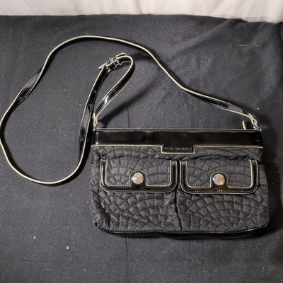 VERA BRADLEY CROSSBODY PURSE BAG ''CLASSIC BLACK'' QUILTED W/PATENT TRIM