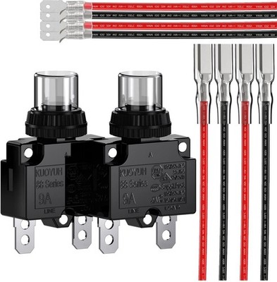 9A 88 Series Circuit Breaker 2 Pack Push Button Reset 32VDC 250VAC DIYhz