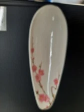Vintage Metlox Pottery Hand Painted Poppytrail Peach Blossom Celery Dish