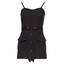 Red Valentino Cotton Buttoned Strappy Cargo Romper Playsuit Women Black Size 34