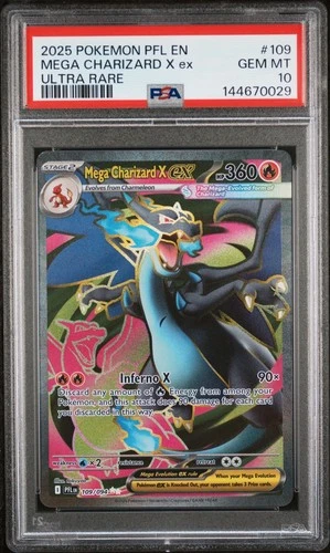 2025 Pokemon Phantasmal Flames PFL En Mega Charizard X Ex Ultra Rare #109 PSA 10
