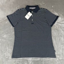 Barbour Westgate Striped Polo Shirt Mens Small Navy Blue Stretch Cotton New NWT