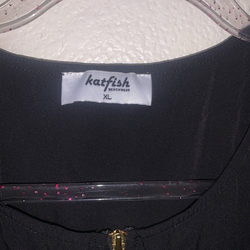 Katfish Beachwear Black Jumper Pockets Zip Up Elastic Waist - Picture 6 of 9