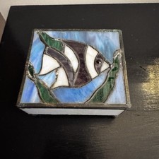 Leaded Stained Glass Trinket Box With Hinged Lid , Solder Technique