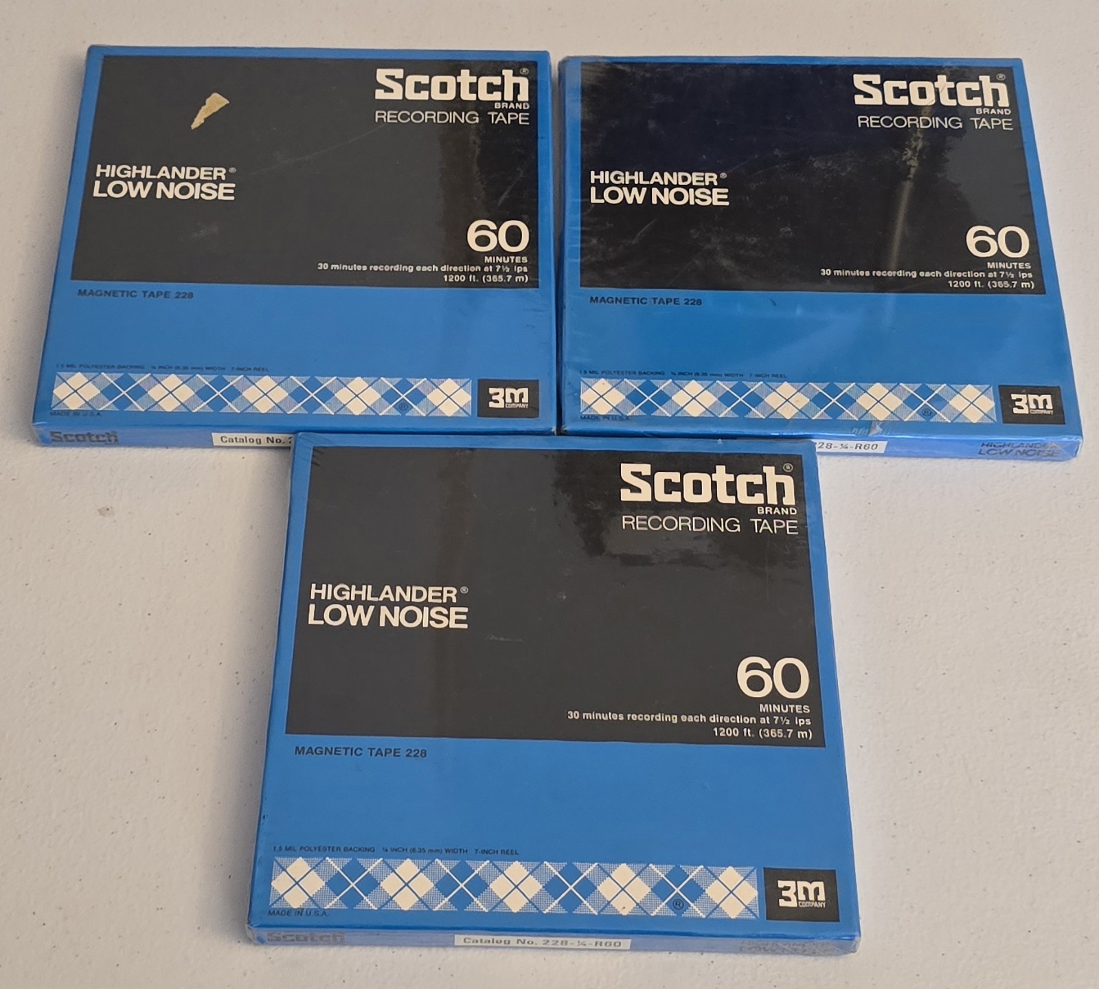 3 Scotch 228 Highlander/Low Noise Magnetic Tape-60 Minutes Sealed