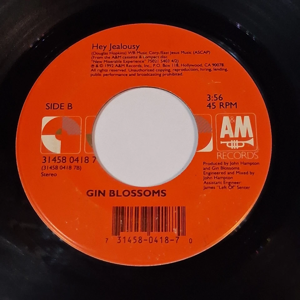 Gin Blossoms 7" Vinyl Found Out About You / Hey Jealousy 45rpm A&M 1992 Foto 4 de 4