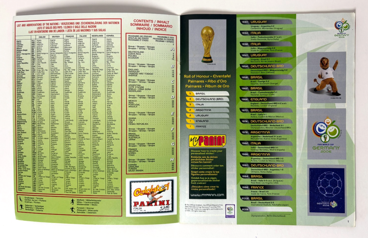 WORLD CUP GERMANY 2006 写真集 ALBUM FIFA World Cup GERMANY 2006 PANINI Complete Magazine Reprint