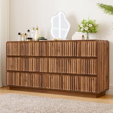 Fluted 9 Drawer Dresser for Bedroom, 60" Wide Modern Chest of Storage Drawers