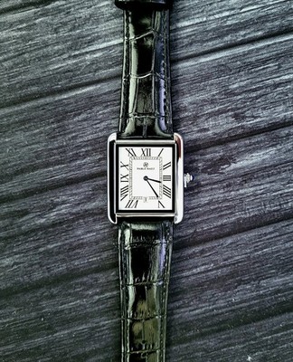 Pablo Raez Mens Silver Tank Swiss Style Watch 40mm Large