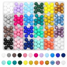 Silicone Keychain Beads 15mm 192PCS Rainbow Rubber Beads Keychain Making