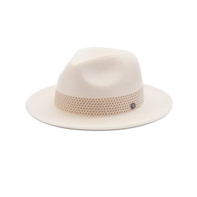 Pineapple&Star Sun Straw Fedora Beach Hat Fine Braid UPF50+ for Unisex (Small...