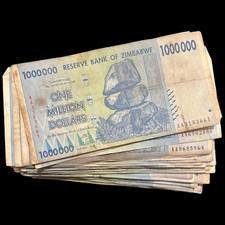 100x Zimbabwe 1 Million Dollar Bill Banknote Bundle Currency *Heavily Circulated