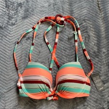 New Aerie Swim Bikini Top 34A Perkier Push-Up Stripe Strappy