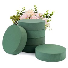6 Packs 6" Round Floral Foam Blocks, Wet Dry Green Foam for Fresh and Artif...