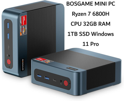 BOSGAME Mini PC Ryzen 7 6800H Windows 11 Pro 32GB RAM 1TB SSD WIFI6 Dual LAN