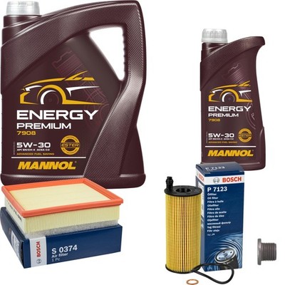 BOSCH Inspektionspaket 6 L MANNOL Energy Premium 5W-30 für BMW 3er Touring F31