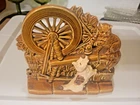 Vintage McCoy Pottery SCOTTIE DOG & CAT & SPINNING WHEEL Planter 1950's Stamped