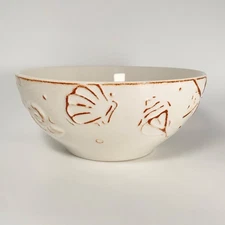 Thomson Pottery Hampton Cereal Soup Bowl 6.25" Ivory Nautical Beach 3D Sea Shell