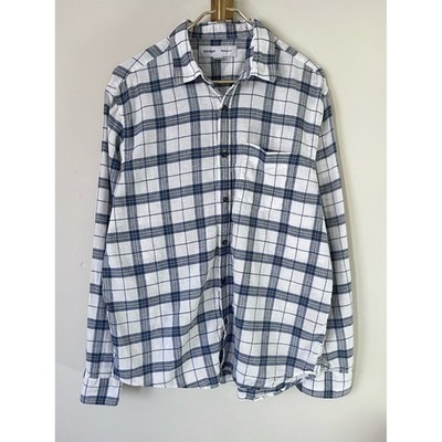 Old Navy Casual Linen / Cotton Plaid Long-Sleeve Button-Down Shirt L