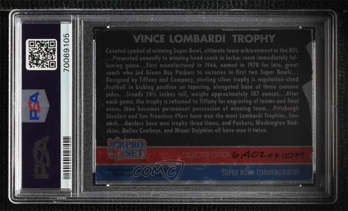 1990 Pro Set Special Inserts /10000 Vince Lombardi Trophy Hologram PSA 8 HOF - Picture 2 of 3