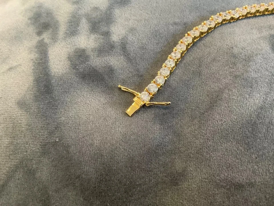 17.6 Carat Lab Created Diamond Tennis Bracelet 14ct Gold Plated 925 7.5” Inch - Image 3 of 4