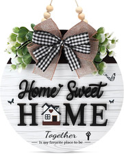 Home Sweet Home Sign, Wooden Welcome Sign for Front Door, 3D Farmhouse Porch Dec