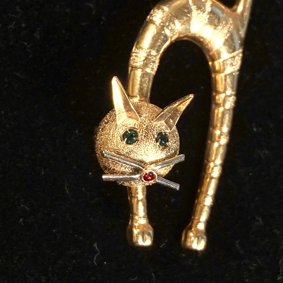 Broche Gato Tabby Vintage, UNOAERRE, 18k 750, Oro, Cicatrizado Foto 3 de 4