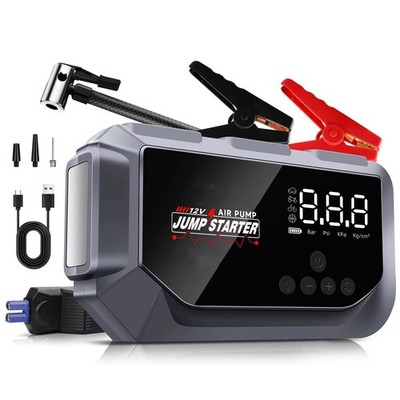 10000mah 5 In 1 Jump Starter With Air Inflator, Led Light, Power Bank