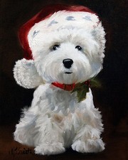 WESTIE SANTA PAWS FLAG FREE SHIP USA